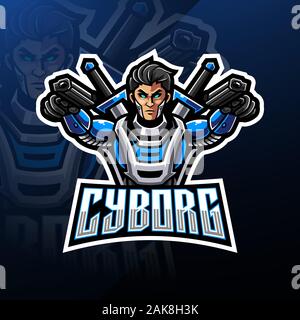 Cyborg esport mascot logo design Stock Vector