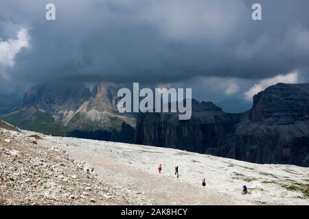 View From Sass Pordoi Across The Dolomites in the Alps Italy Stock Photo