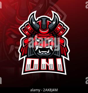 Oni esport mascot logo design Stock Vector
