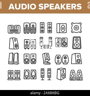 Audio Music Speakers Collection Icons Set Vector Stock Vector