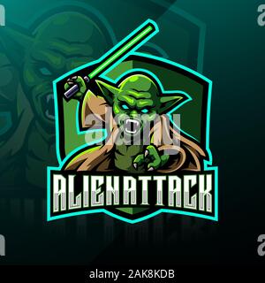 Alien esport mascot logo design Stock Vector