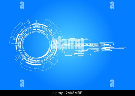 Abstract technology background with various technology elements Hi-tech communication concept innovation background Circle empty space for your text Stock Photo