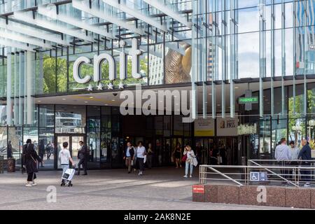 Paris, France: CNIT shopping center rear entrance in Paris La Defense Business district. Stock Photo