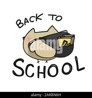 Owl student back to school cartoon vector illustration Stock Vector