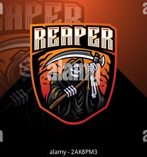 Skull reaper logo mascot design Stock Vector