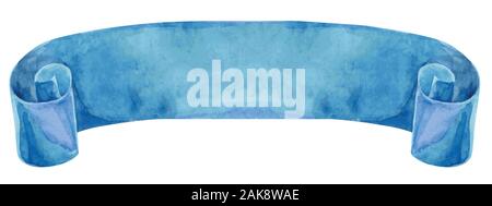 Vector vintage blue ribbon. Hand painted banners isolated on white background. Stock Vector