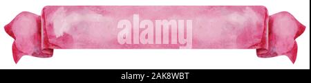 Vector pink ribbon. Hand painted banners isolated on white background. Stock Vector