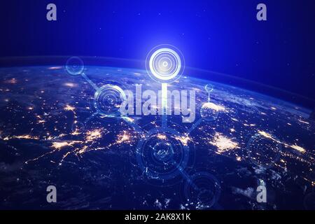 Worldwide fast internet network concept. Industry 4.0. Business and finance technology. Computing clouds. Global communications and networking Stock Photo