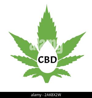 Marijuana icons cbd. Cannabinoid logo. Marijuana leaf oil. Hemp oil. Vector illustration on isolated background. Stock Vector