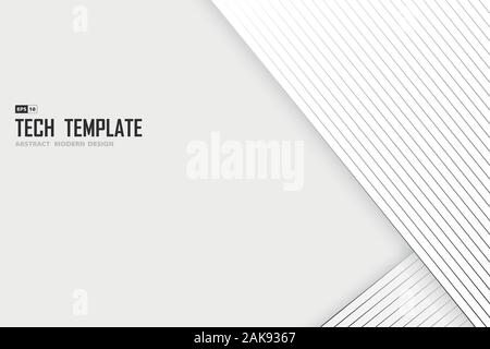 Abstract black line tech stripe on white background design template. Use for poster, artwork, ad, design. illustration vector eps10 Stock Vector