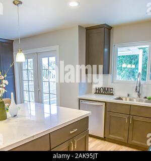 Square Kitchen from the kettle point of view Stock Photo