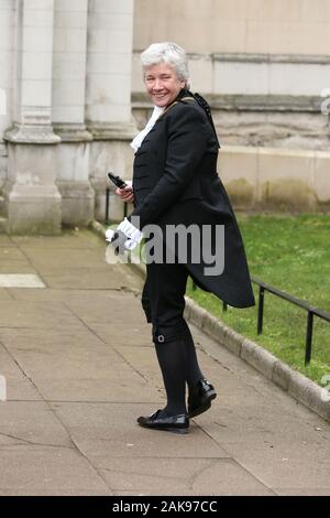 Sarah Clarke, Lady Usher of the Black Rod leaves the Service for a New Parliament at St Margaret's Church in Westminster, London. Stock Photo