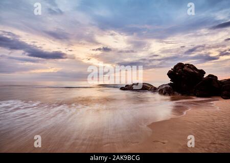 Scenic sunset on the beach, long time exposure, Sri Lanka. Stock Photo