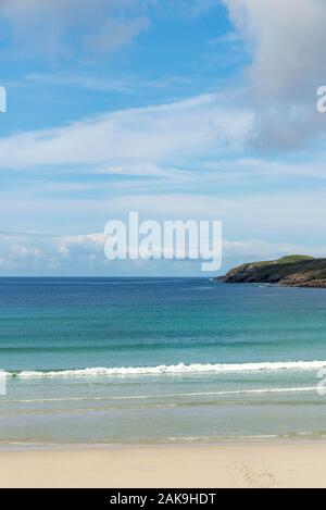 Beautiful sandy beach of Traigh Shiar beach, west coast of the Isle of Vatersay, Outer Hebrides, Western Isles, Scotland, UK Stock Photo