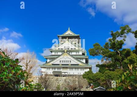 Beautiful scene in the park of Osaka Castle, Osaka City, Japan. Stock Photo