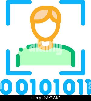 Human Binary Code Icon Vector Outline Illustration Stock Vector