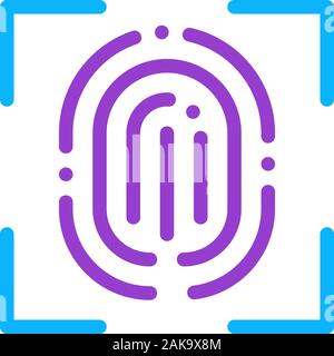 Scan Fingerprint Close-up Icon Vector Outline Illustration Stock Vector