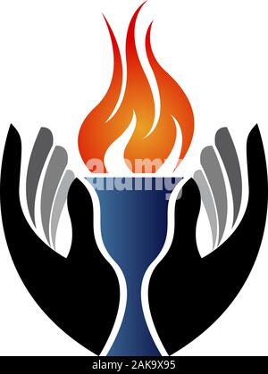 hand flame logo Stock Photo