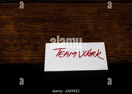 Text Teamwork on white label. Copy space. Stock Photo