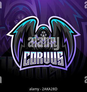 Corvus esport mascot logo design Stock Vector
