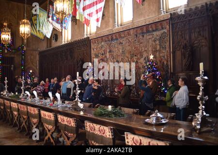 San Simeon, CA., U.S.A.  December 6, 2017. William R. Hearst Castle. San Simeon California State Historical Monument.  Refectory dining room Stock Photo