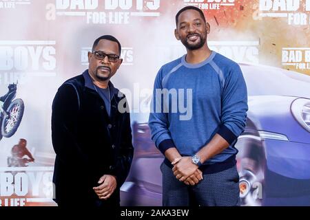 Madrid, Spain. 08th Jan, 2020. Martin Lawrence and Will Smith and at the Bad Boys for Life photocall at the Villamagna Hotel in Madrid, Spain on January 08, 2020. Credit: Jimmy Olsen/Media Punch ***No Spain***/Alamy Live News Stock Photo