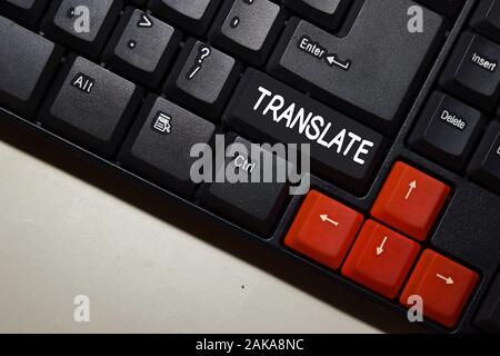 Translate write on keyboard isolated on laptop background Stock Photo