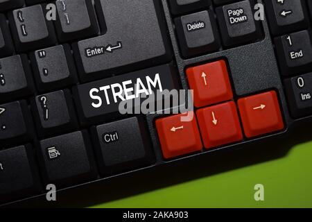 Stream write on keyboard isolated on laptop background Stock Photo