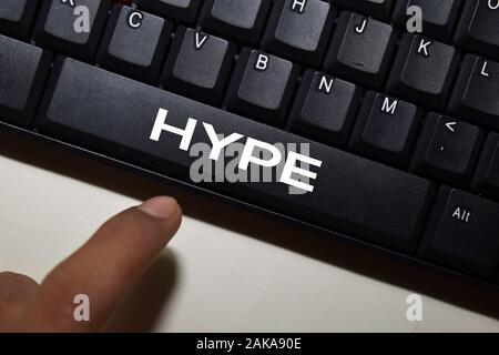 Hype write on keyboard isolated on laptop background Stock Photo