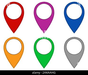 Locator pins in various patterns Stock Photo
