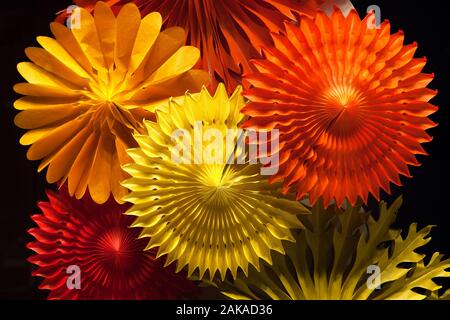 red and yellow flowers made by paper Stock Photo
