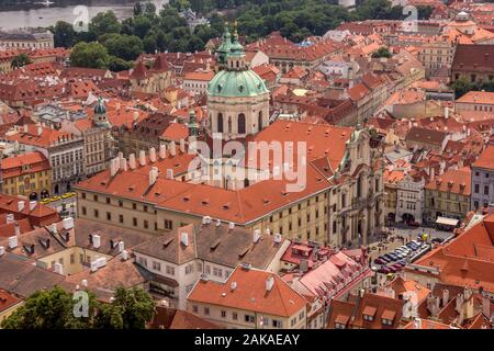Top View of the historical districts of Prague. Stock Photo