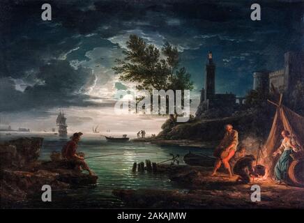 Claude Joseph Vernet, The four times of day: Night, landscape painting, 1757 Stock Photo