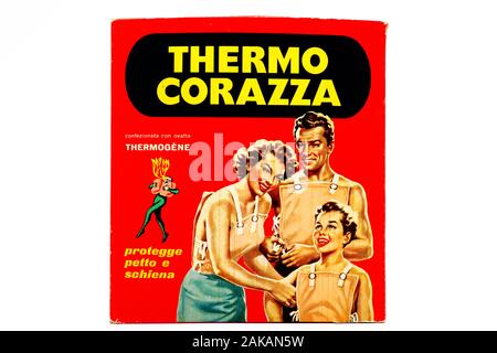 Vintage Thermo Armour THERMOGENE medicated soft cotton wadding with capsicum Illustrated box by Leonetto Cappiello the iconic advertising made in 1919 Stock Photo