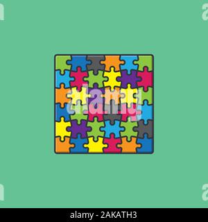 Jigsaw puzzle vector illustration for Puzzle Day on January 29. Colorful game symbol. Stock Vector