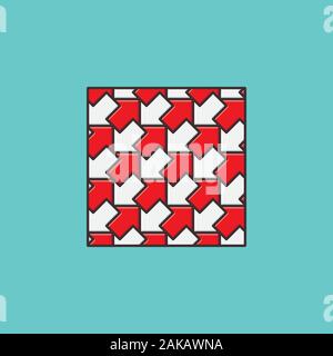 Red and white diagonal arrows in square vector illustration for opposite day on January 25. Stock Vector