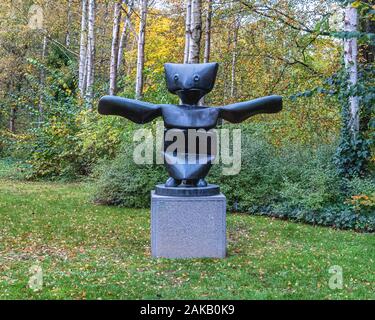 Max Ernst sculpture in sculpture Park of Louisiana Museum of Modern Art on the shore of the Øresund Sound, Humlebæk, Denmark Stock Photo