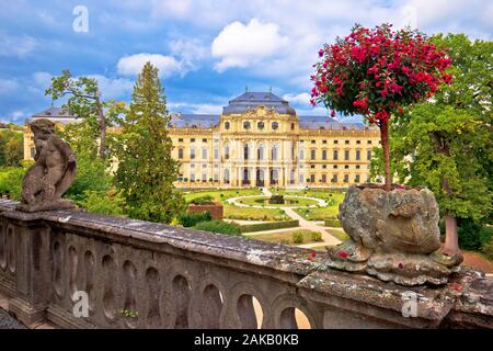 Wurzburg Residenz and colorful gardens view, famous landmark in Bavaria region of Germany Stock Photo