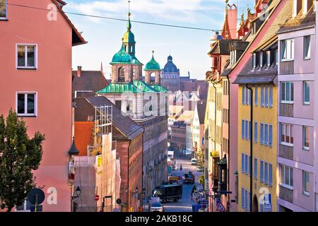 Nurnberg. Colorful street architecture on Nuremberg Burgstrasse view, Bavaria region of Germany Stock Photo