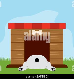 Dog in a pet house Stock Vector