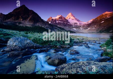 Landscape with lake and mountains, Mt. Assiniboine Provincial Park, British Columbia, Canada Stock Photo