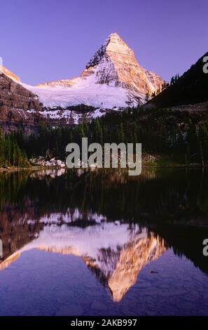 Landscape with Mount Assiniboine reflecting in Sunburst Lake, Mount Assiniboine Provincial Park, British Columbia, Canada