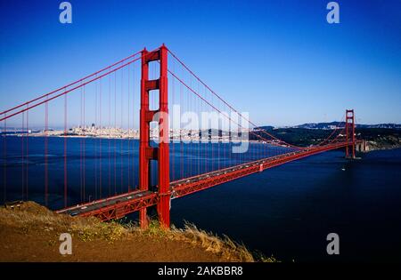 Famous red suspension bridge, Golden Gate Bridge, San Francisco, California, USA Stock Photo
