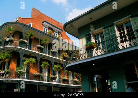 Low angle of balconies,  New Orleans, Louisiana, USA Stock Photo