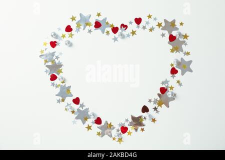 Heart made of glitter on white background, space for text Stock Photo