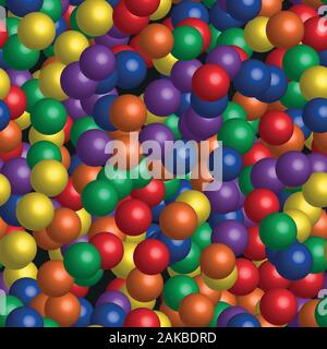 Rainbow Color Balls Seamless Pattern on Black Stock Vector
