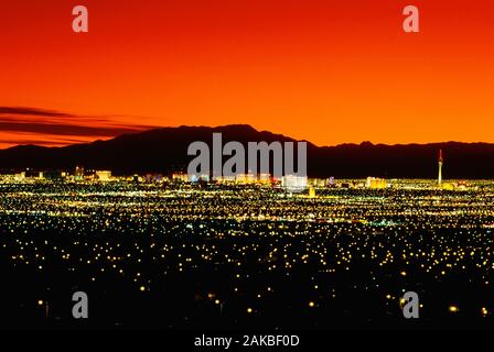 Cityscape at night,  Las Vegas, Nevada, USA Stock Photo