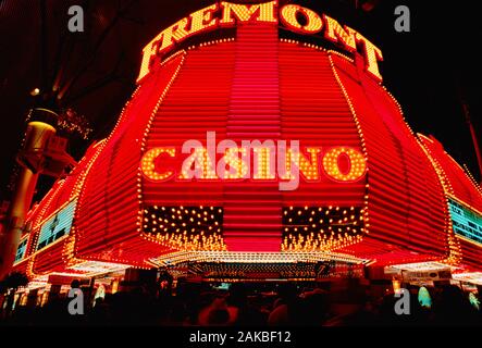 Fremont Casino at night, Las Vegas, Nevada, USA Stock Photo