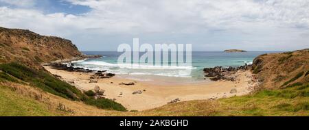 Australia landscape - Petrel Cove near Victor Harbor on the coast of South Australia - panoramic view of the ocean and beach. Stock Photo