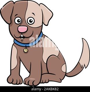 Cartoon Illustration of Funny Spotted Puppy or Dog Comic Animal Character Stock Vector